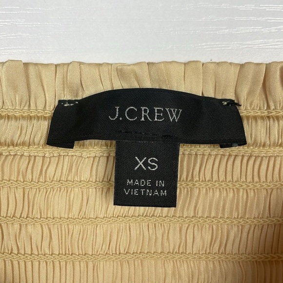 NWOT J. Crew Satin Puff Sleeve Square Neck Smocked Crop Blouse Golden Yellow XS - Picture 6 of 7